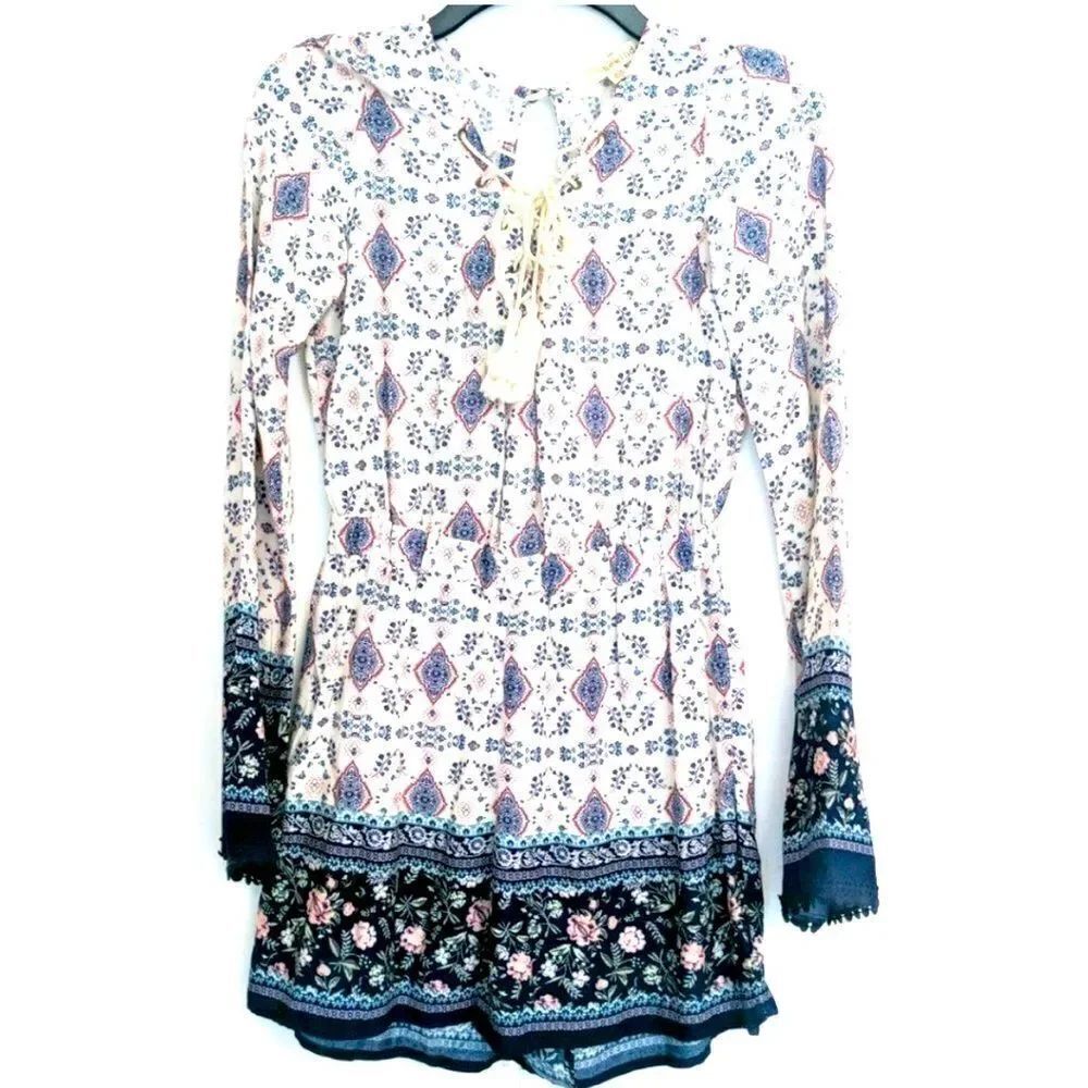 REWIND Tunic Mini Dress Long Sleeve Rope Detail